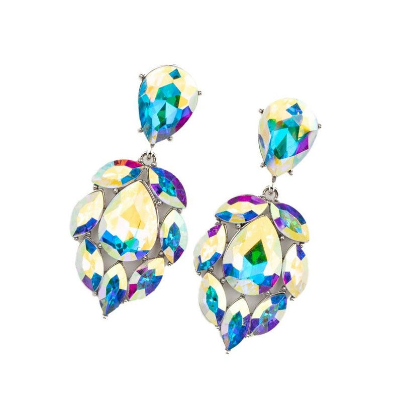 Rhinestone earrings personality teardrop shaped colored diamond earrings accessories earrings