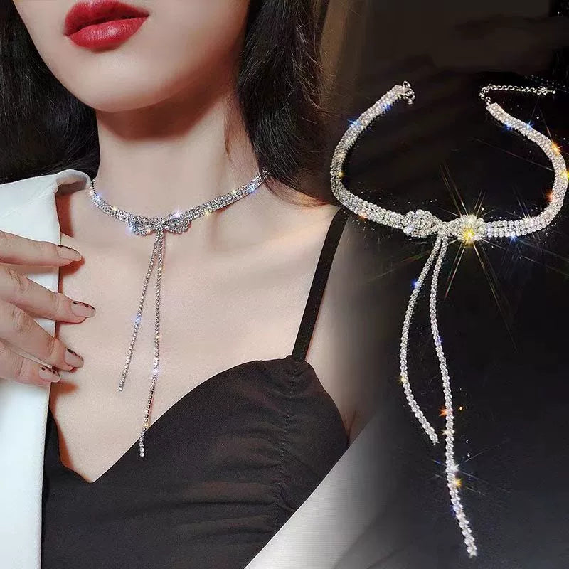 Diamond Tassel Necklace – Luxury Collarbone Chain Jewelry for Women