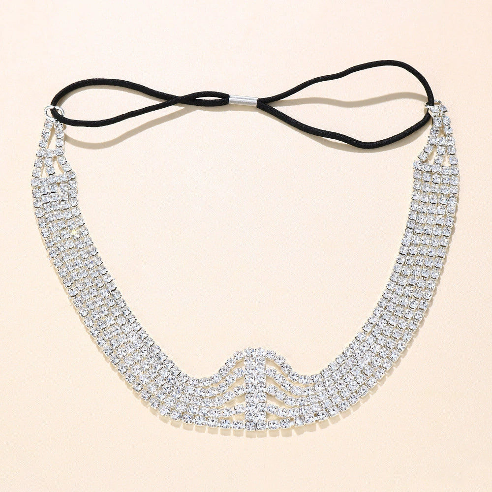 Bridal rhinestone headband headdress women elastic multi layer rhinestone headband Headband