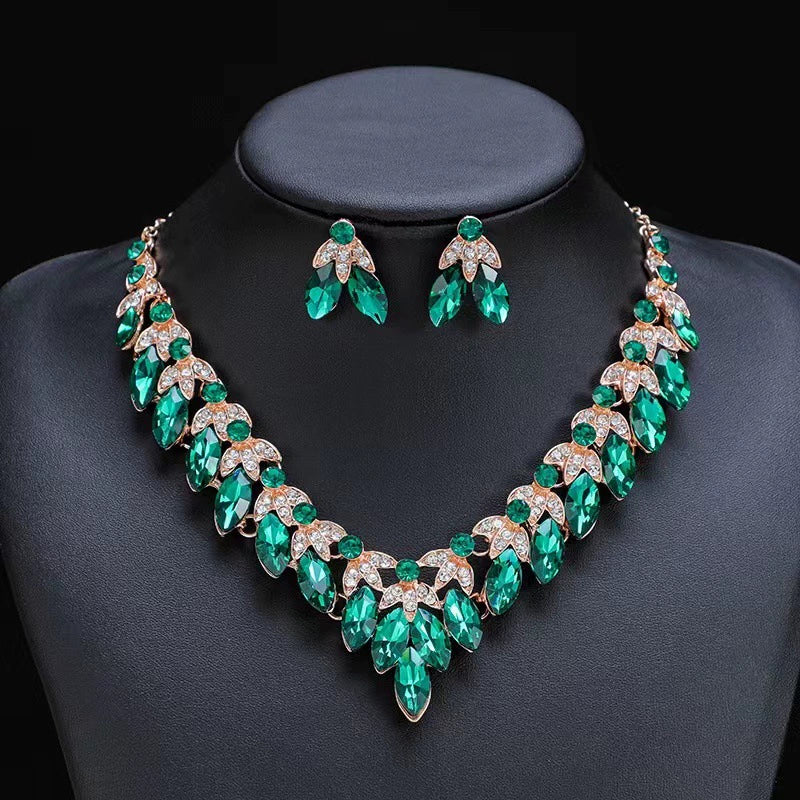 Vintage Rhinestone Necklace & Earrings – Crystal Drop Wedding Jewelry Set