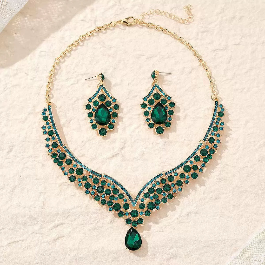 Rhinestone Necklace Set – Luxury Bridal & Banquet Party Jewelry