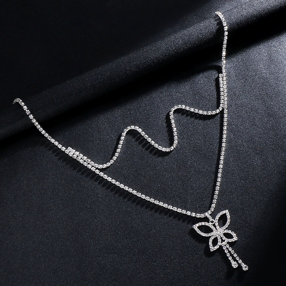Butterfly waist chain personality simple rhinestone tassel body chain nightclub beach accessories body chain
