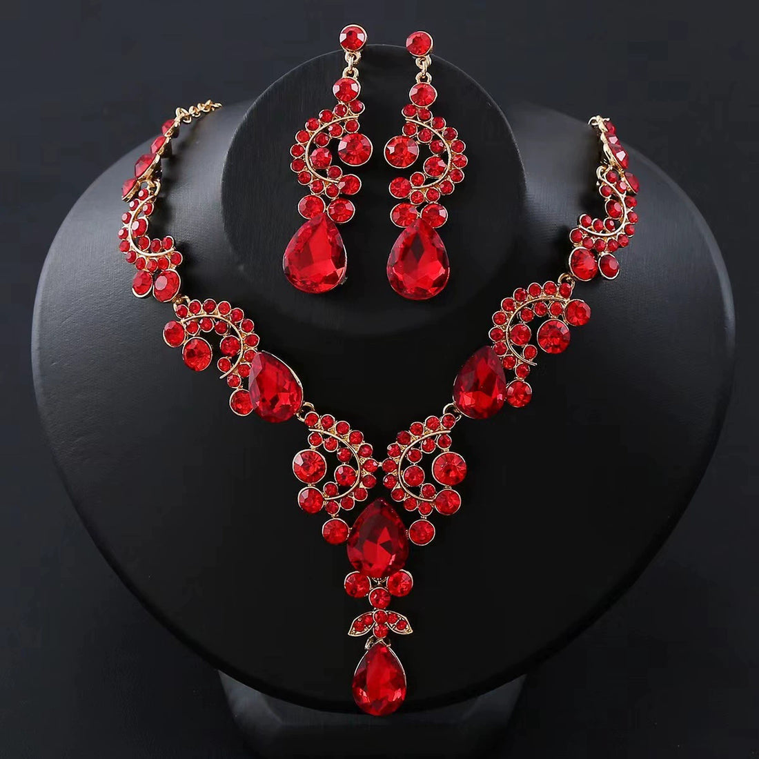 Crystal Glass Necklace & Earring Set – High End Bridal Wedding Jewelry