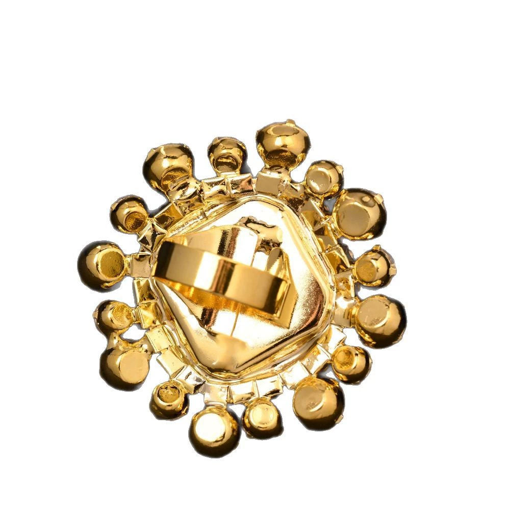 Square ring open design colorful rhinestone ring female ring