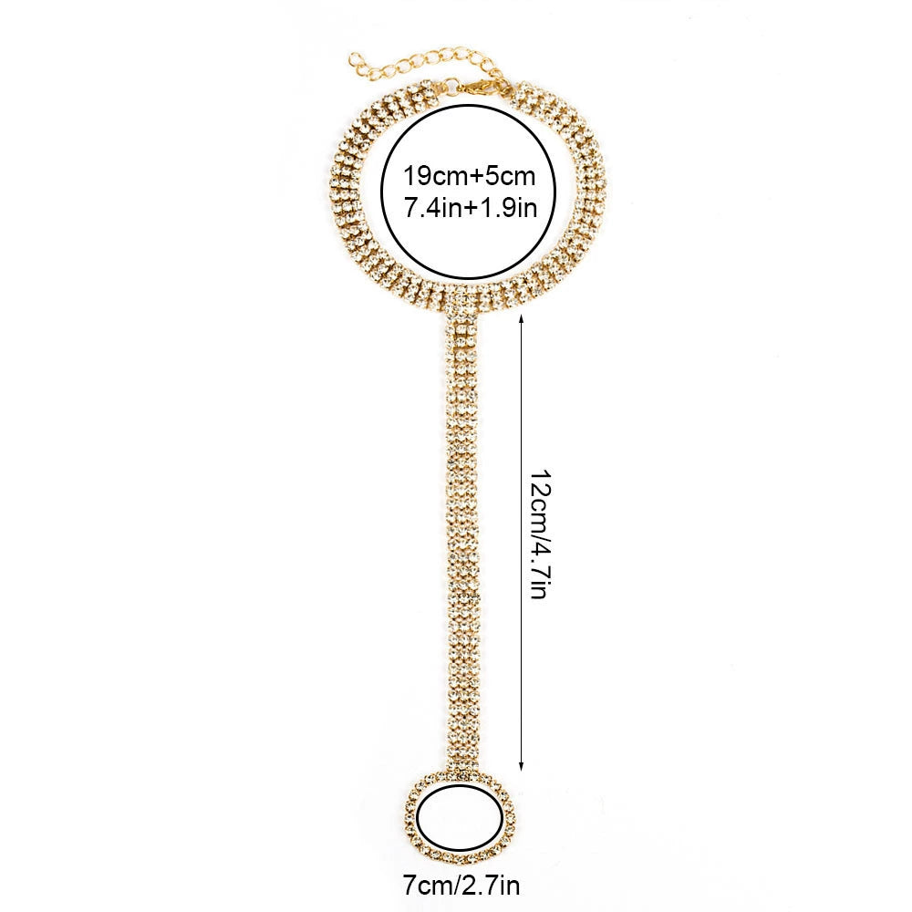 Hot rhinestone anklet summer diamond studded multi row instep chain beach versatile accessories anklet