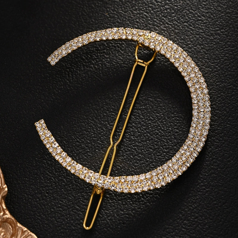 Moon Rhinestone Hairpin Back Clip for Women