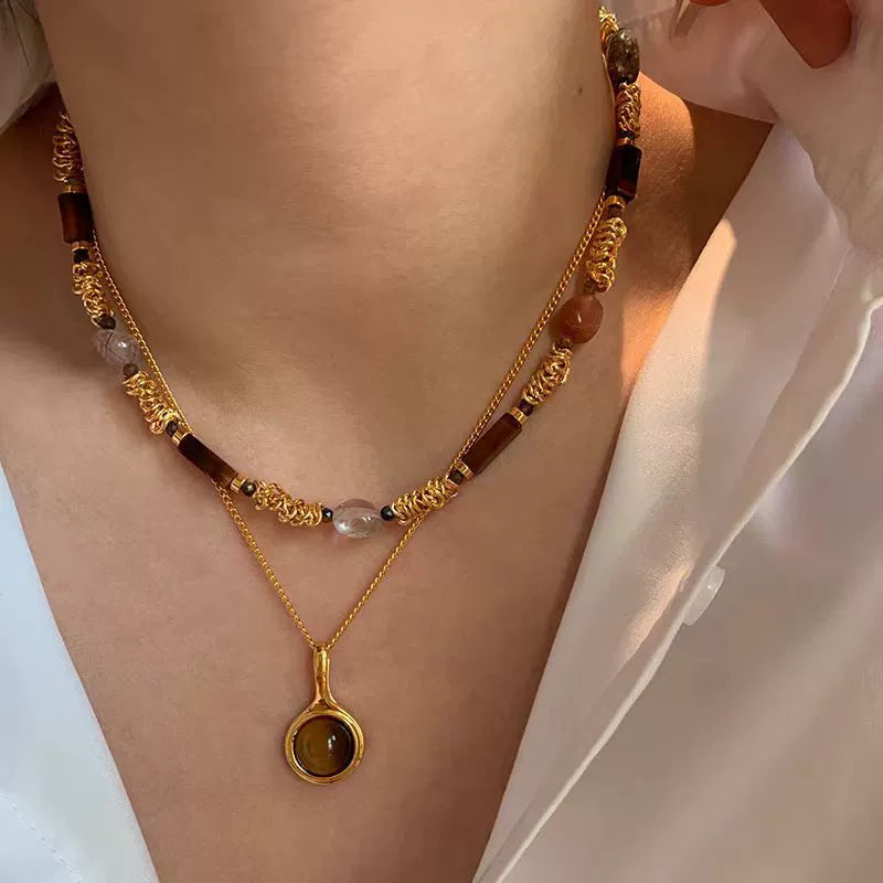 Maillard Beaded Necklace – Retro High End Sweater Chain for Women