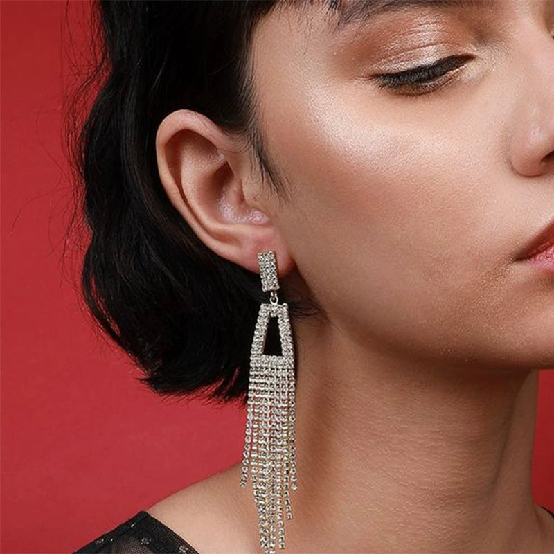 Diamond geometric earrings banquet dress accessories earrings