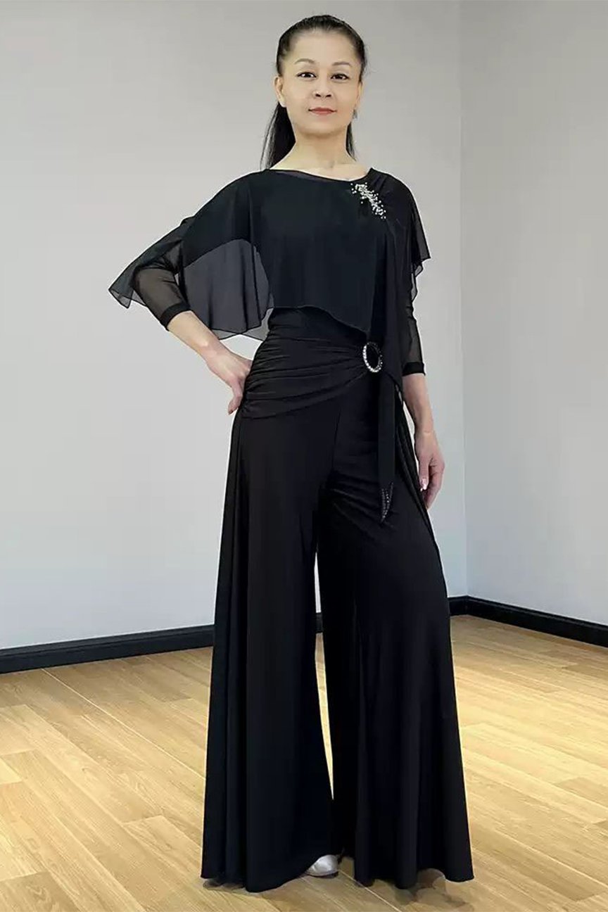 Bailebelle Fashion new national standard modern dance clothes top wide-leg pants suit modern dance practice clothes Black image 0