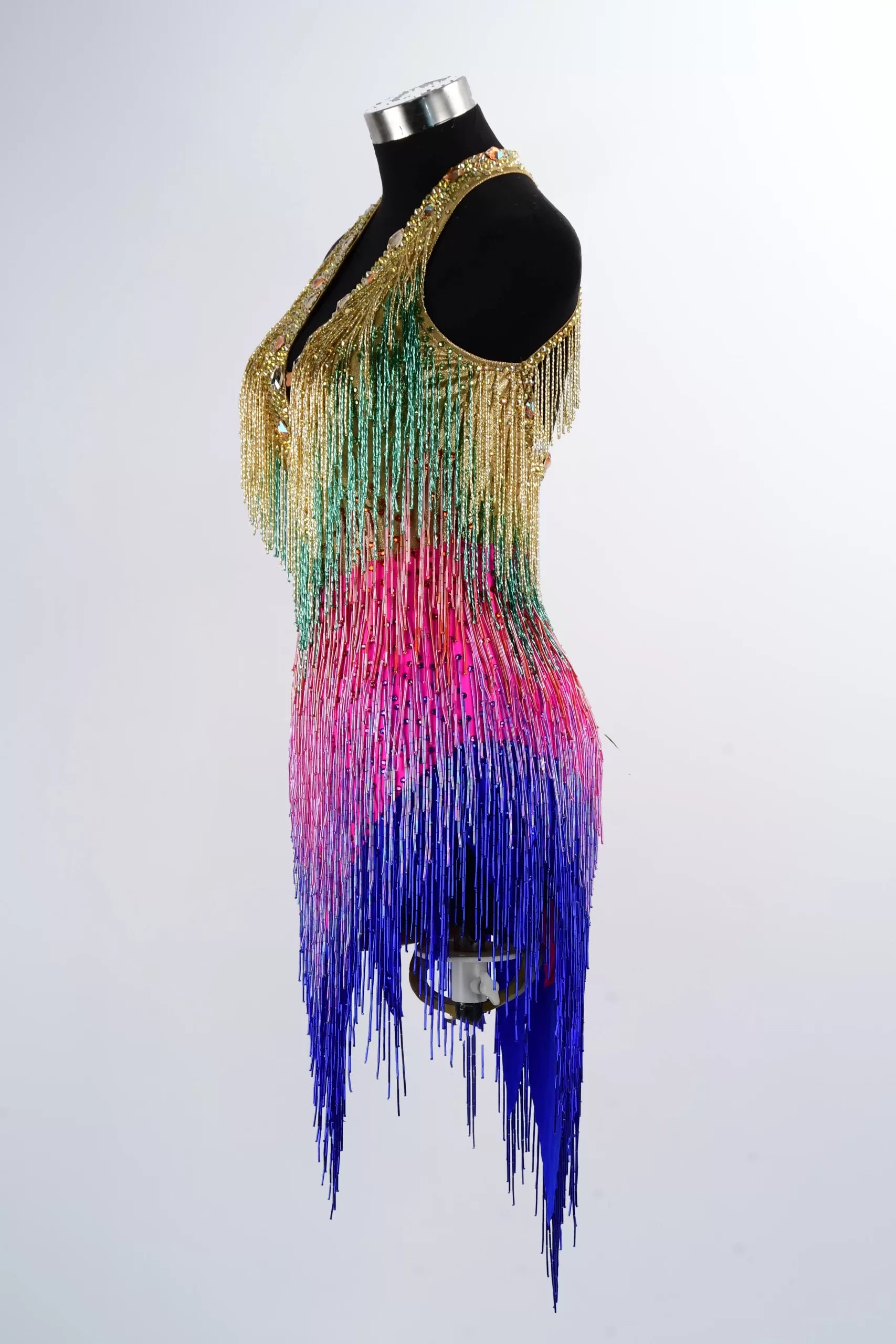 Crystallized Beads Fringe Latin Dance Competition Dress image 3