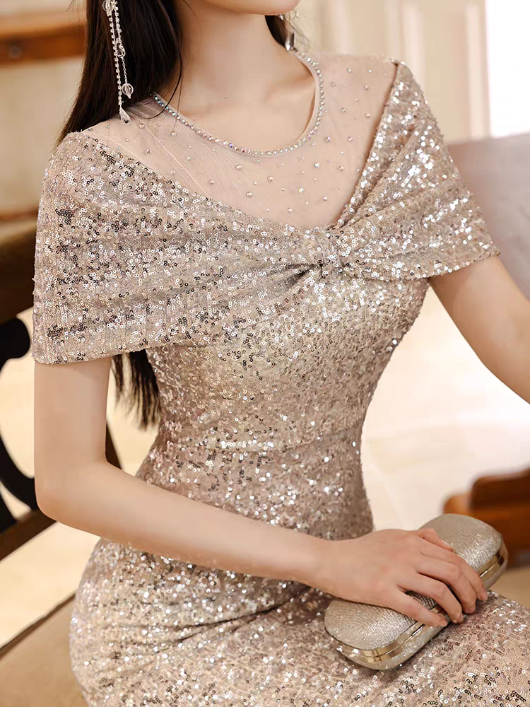 Bailebelle Fashion New Design Red for Women Off Shoulder Banquet Host Engagement Toast Long Length Mermaid Evening Dress Red Rose, Silver image 7