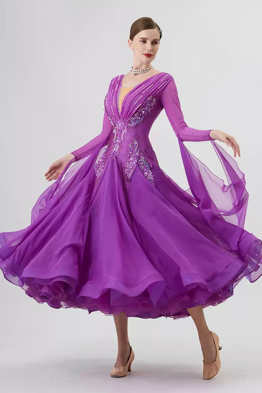 Bailebelle Fashion New national standard modern dance performance competition costumes tailor made large swing dress Blue image 4