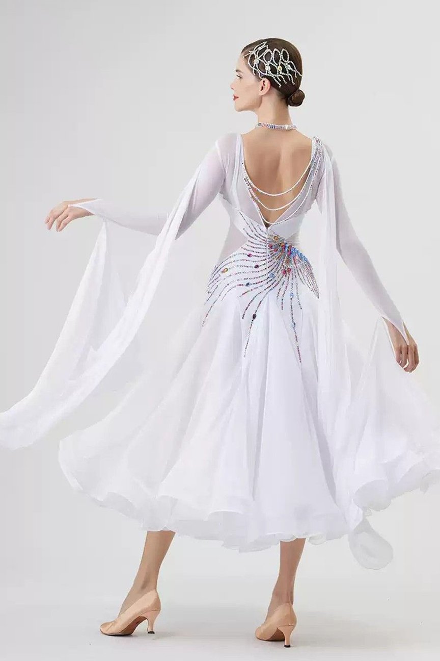 Bailebelle Fashion new tailor-made national standard modern dance performance competition big swing dress clothing female White image 1