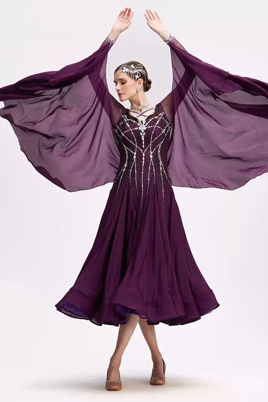 Bailebelle Fashion 2025 new national standard modern dance performance competition dress big swing dress tailor-made Purple image 0