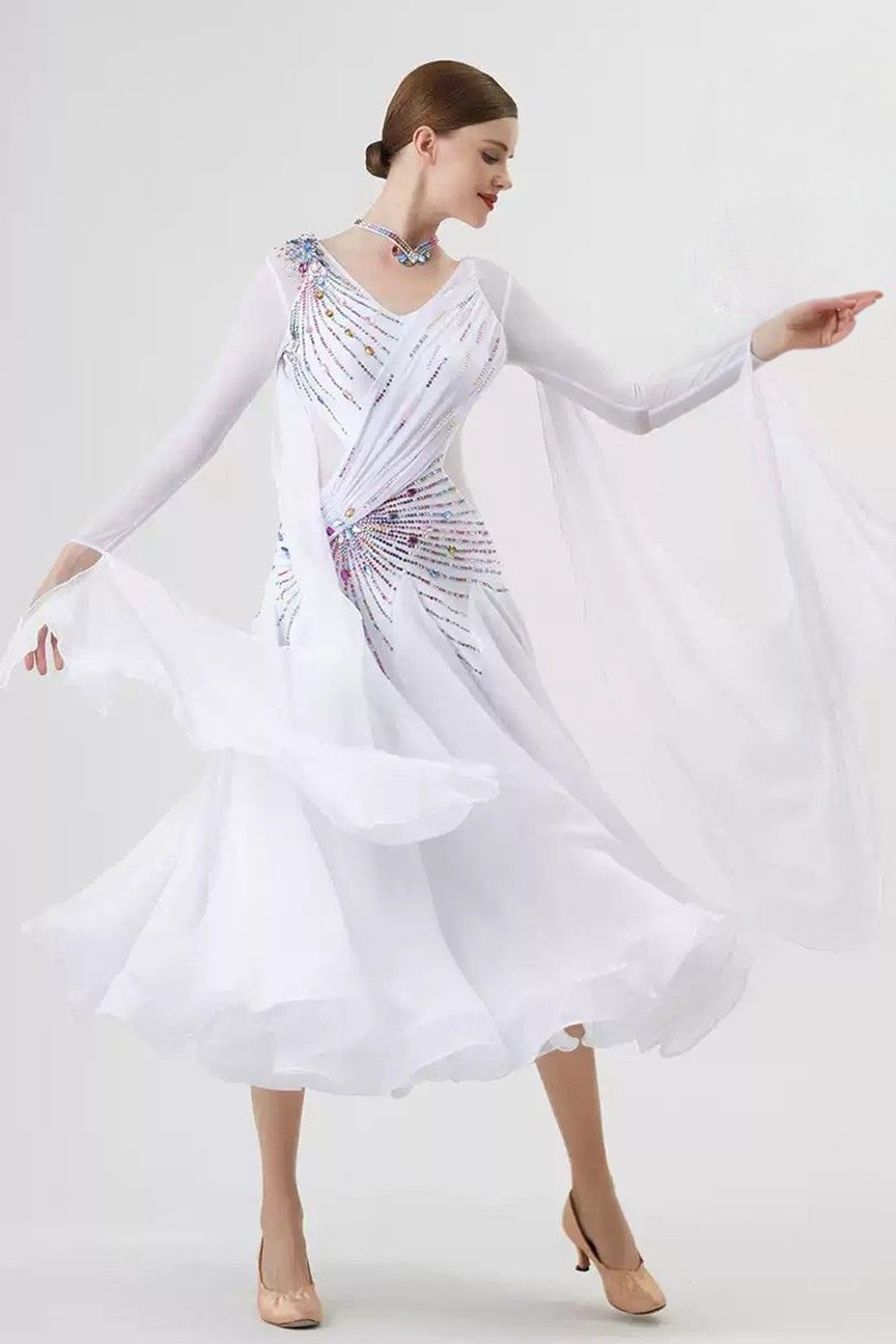Bailebelle Fashion new tailor-made national standard modern dance performance competition big swing dress clothing female White image 0