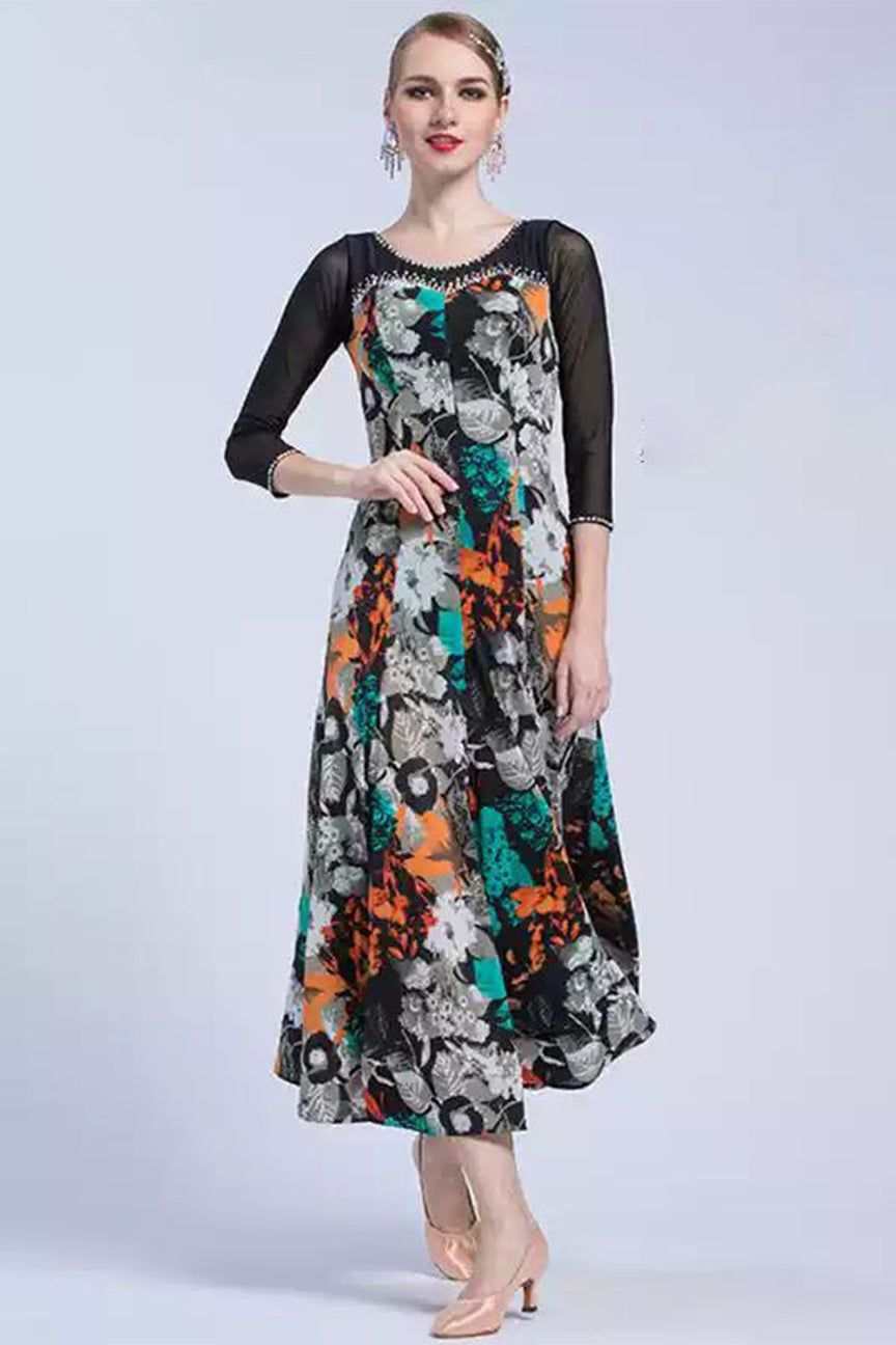 new modern dance practice dress adult female summer print big swing social dance costume big swing image 4