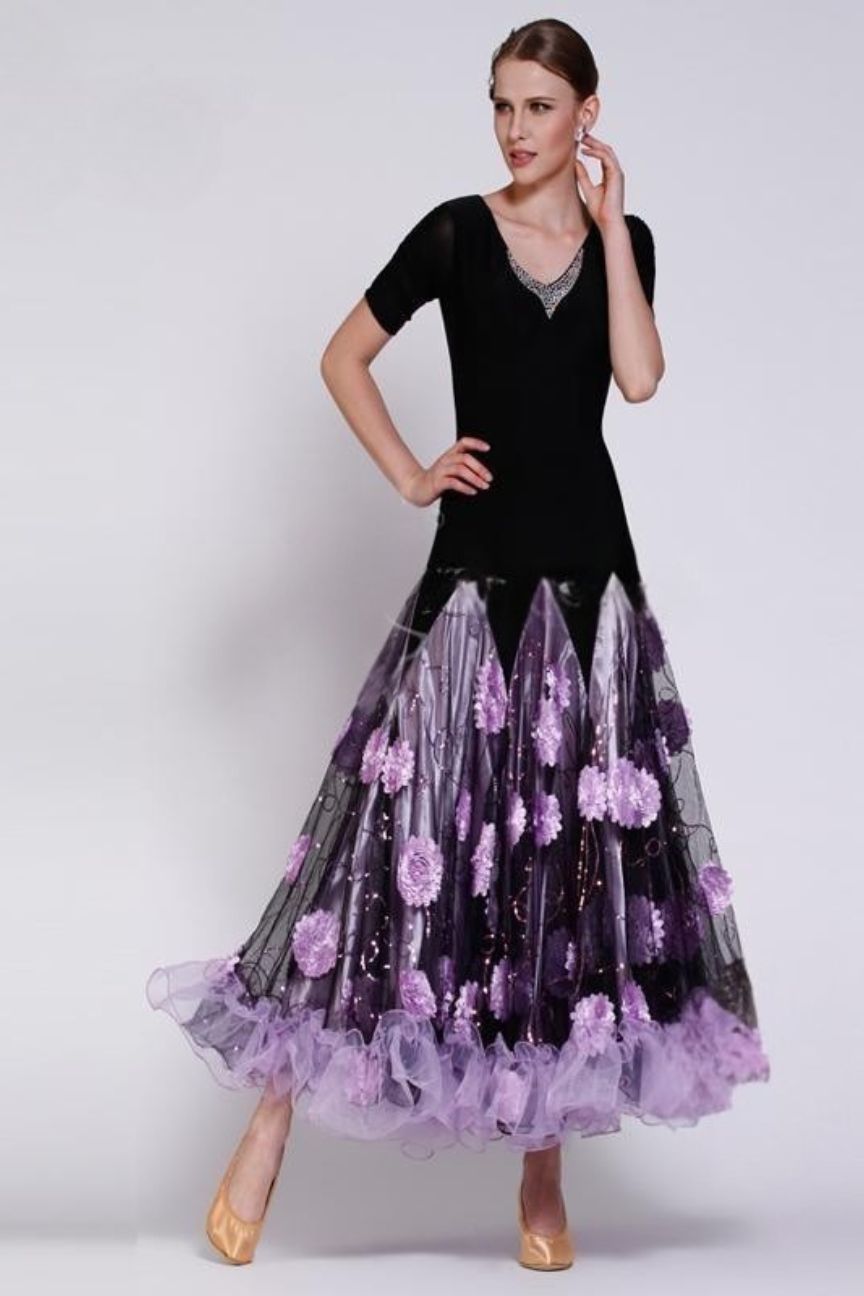 Rhythm dance big swing fluffy national standard modern dance skirt dance clothes new social dress practice waltz long skirt image 0