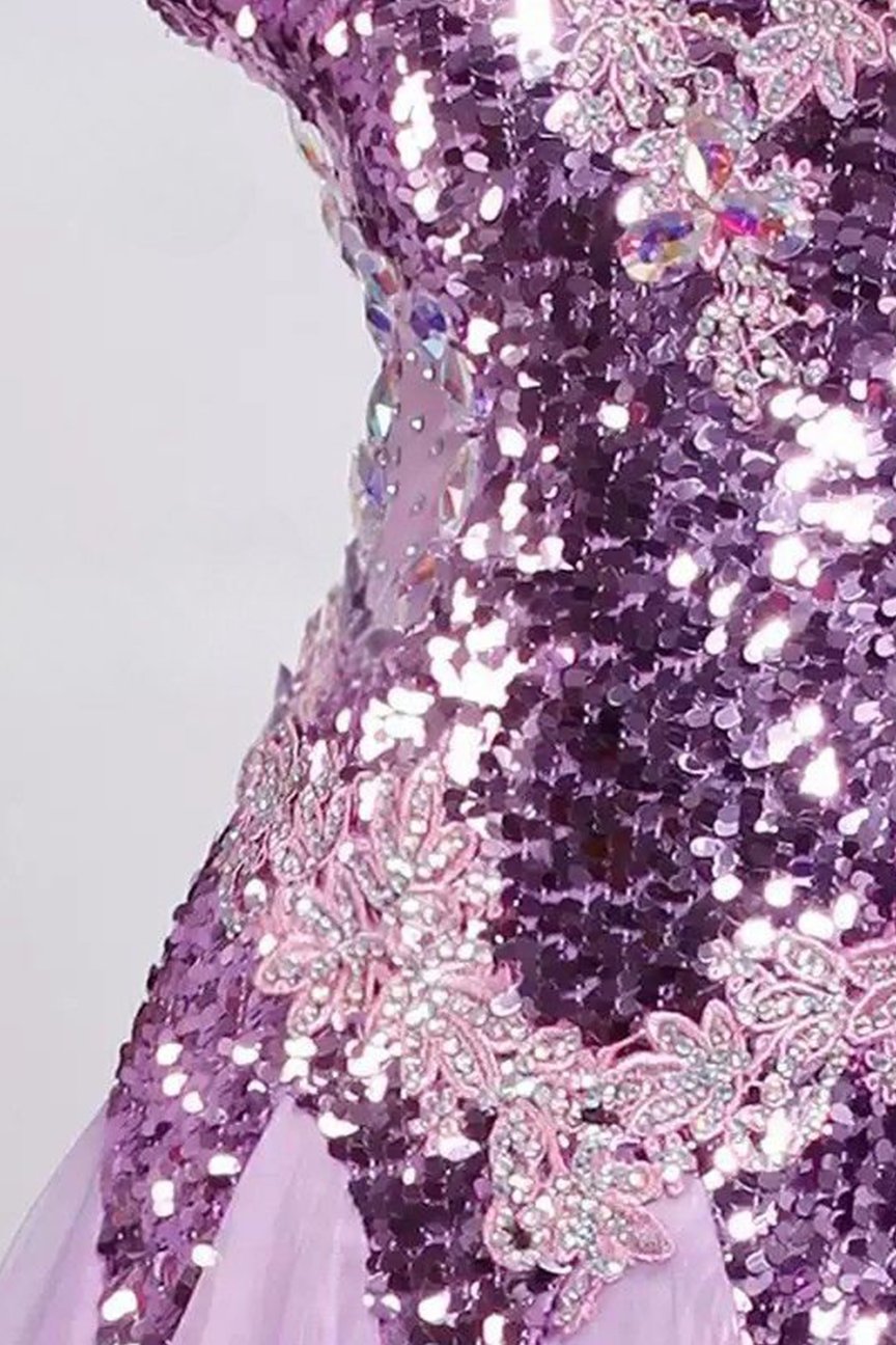 Bailebelle Fashion dance sequins social national standard performance competition dress modern waltz dance skirt swing Purple image 4