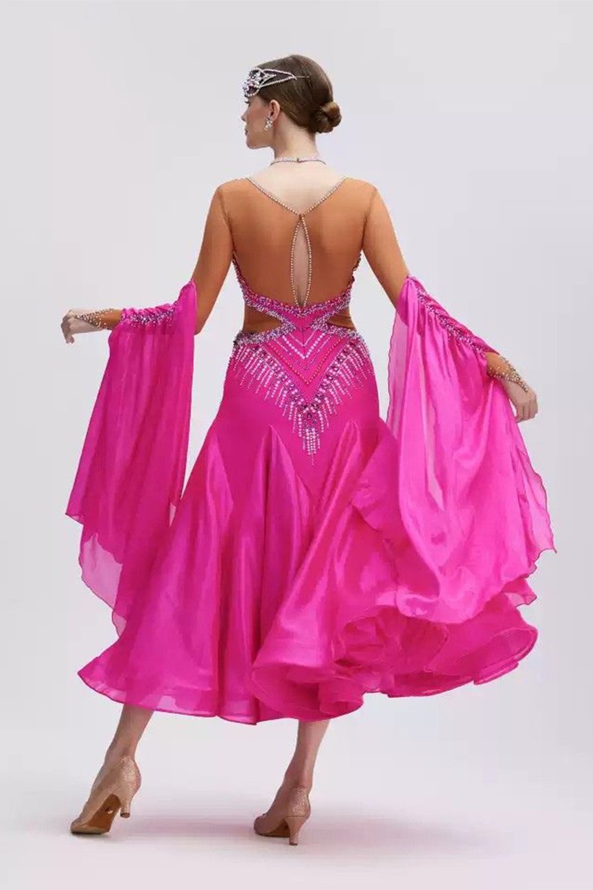 Bailebelle Fashion new national standard modern dance skirt competition costume performance costume ballroom dance dress Pink image 1