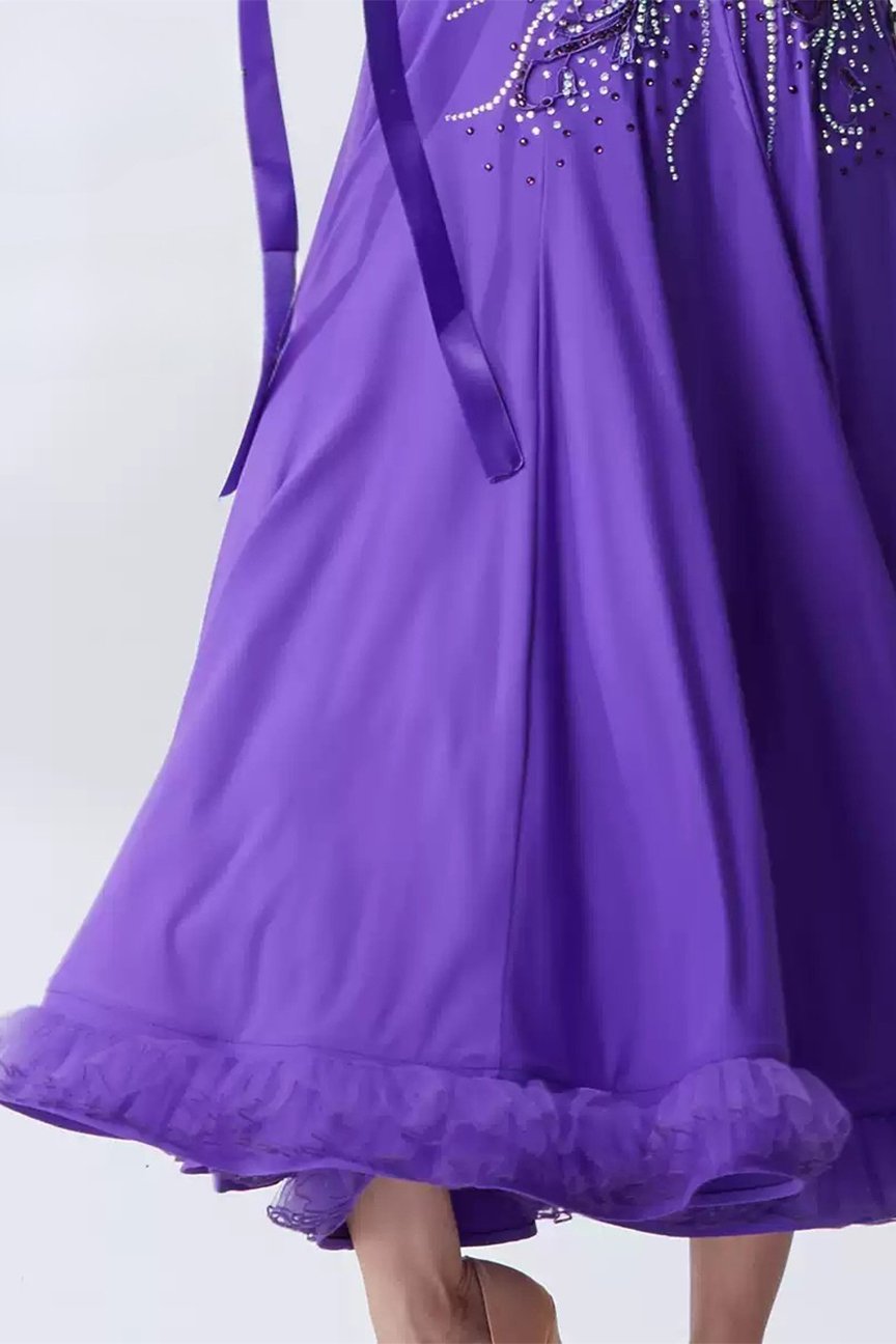 Bailebelle Fashion Spring New National Standard Modern Dance Costume Large Swing Dress Women's  Waltz Practice Clothes Purple image 2
