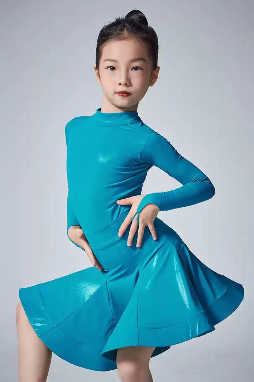children's national standard Latin dance clothes Customized Latin + Modern Three-piece Set Nylon Pearlesce image 0