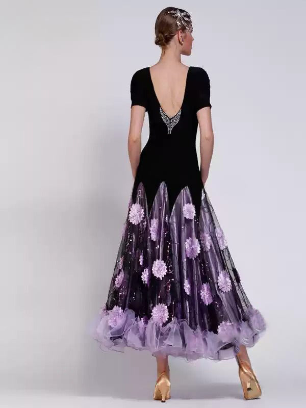 Rhythm dance big swing fluffy national standard modern dance skirt dance clothes new social dress practice waltz long skirt image 0