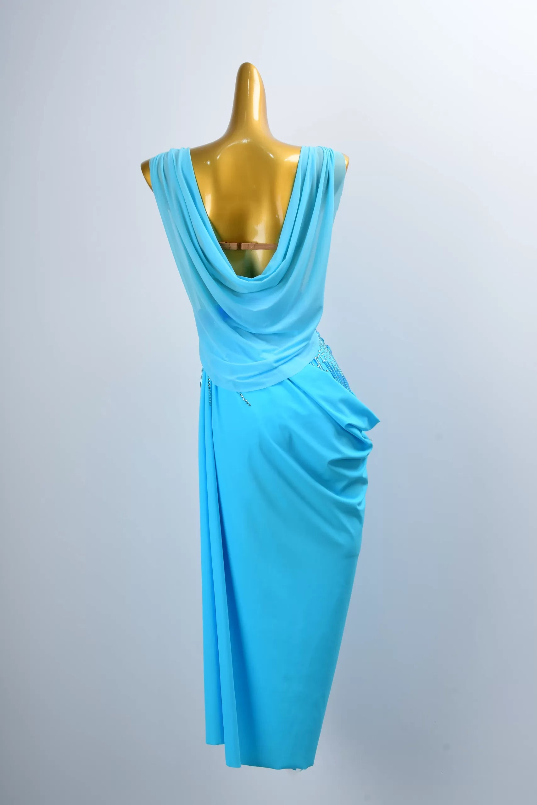 Crystal Belt Beaded Asymmetric Long Latin Dress image 1