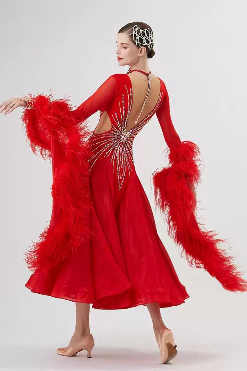 Bailebelle Fashion National standard modern dance performance competition costumes new high end large swing Red image 1