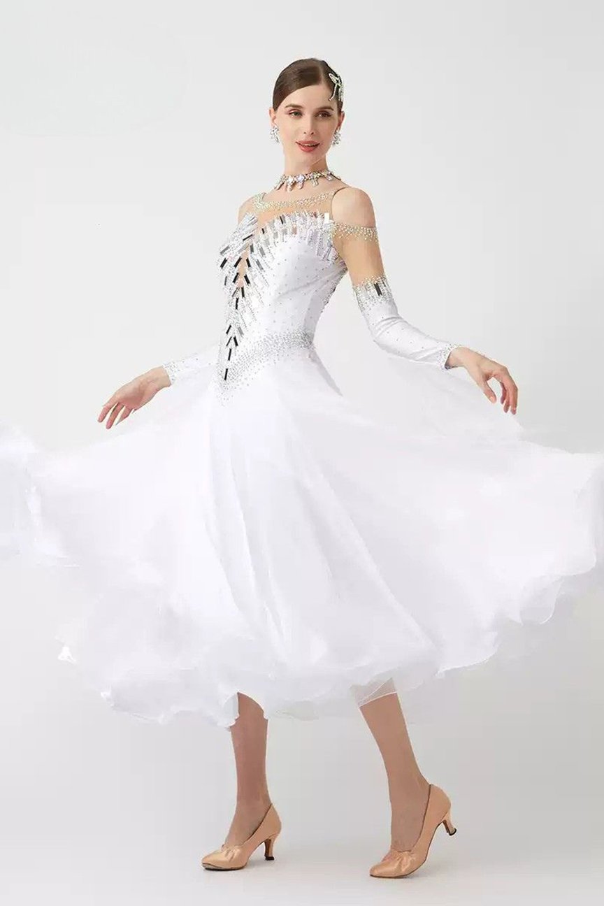 Bailebelle Fashion custom national standard modern dance performance competition dress dance skirt white image 0