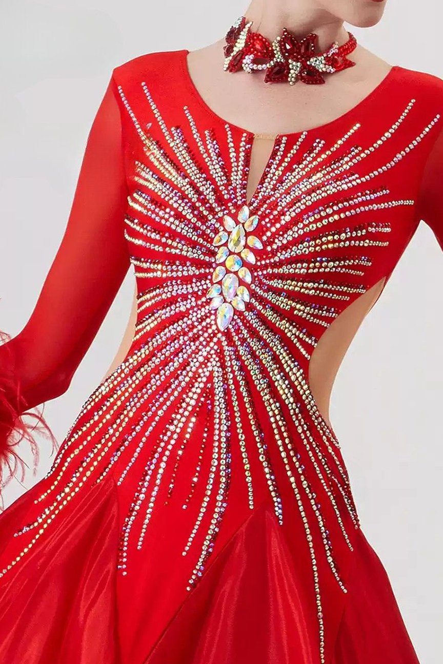 Bailebelle Fashion National standard modern dance performance competition costumes new high end large swing Red image 3