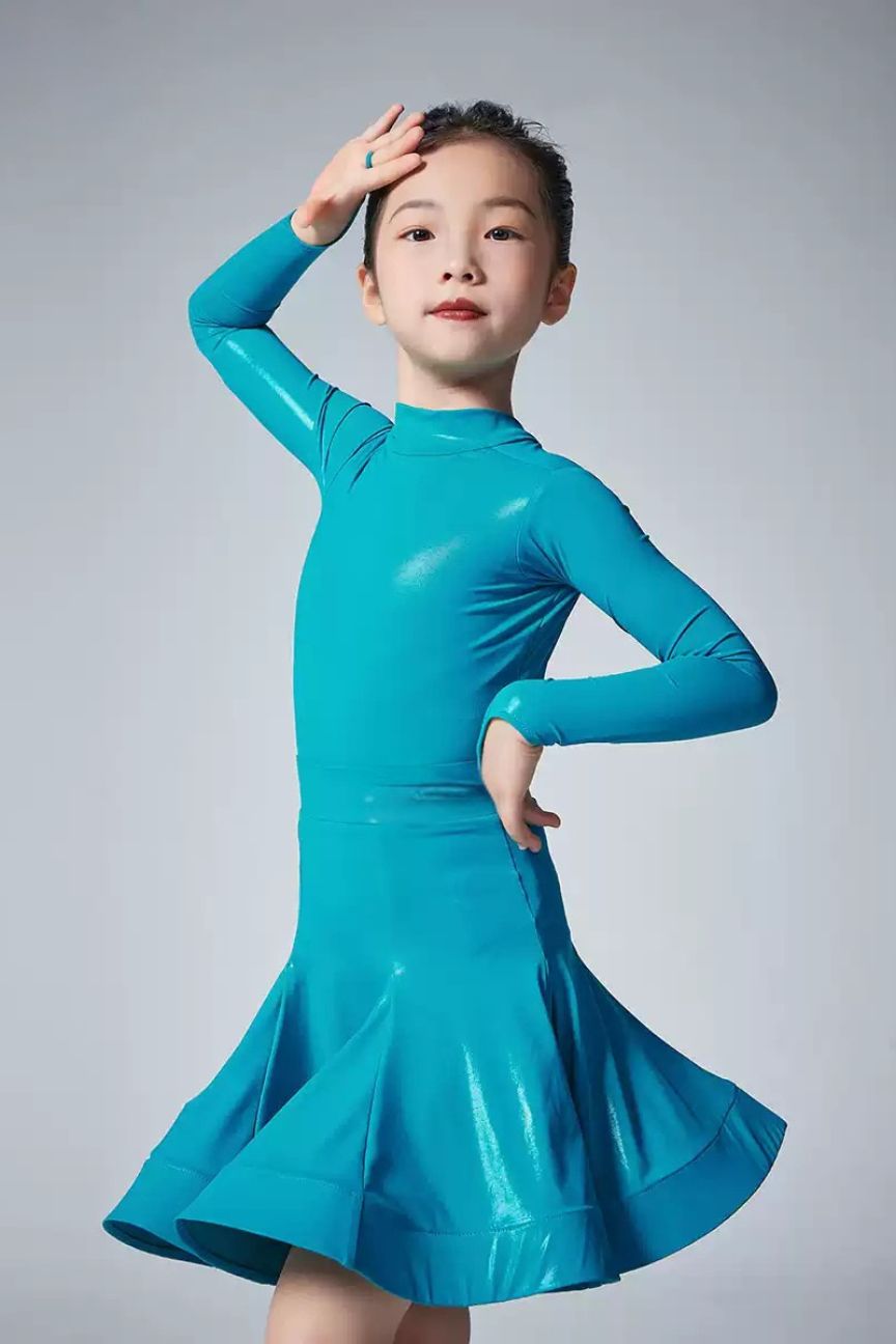 children's national standard Latin dance clothes Customized Latin + Modern Three-piece Set Nylon Pearlesce image 4