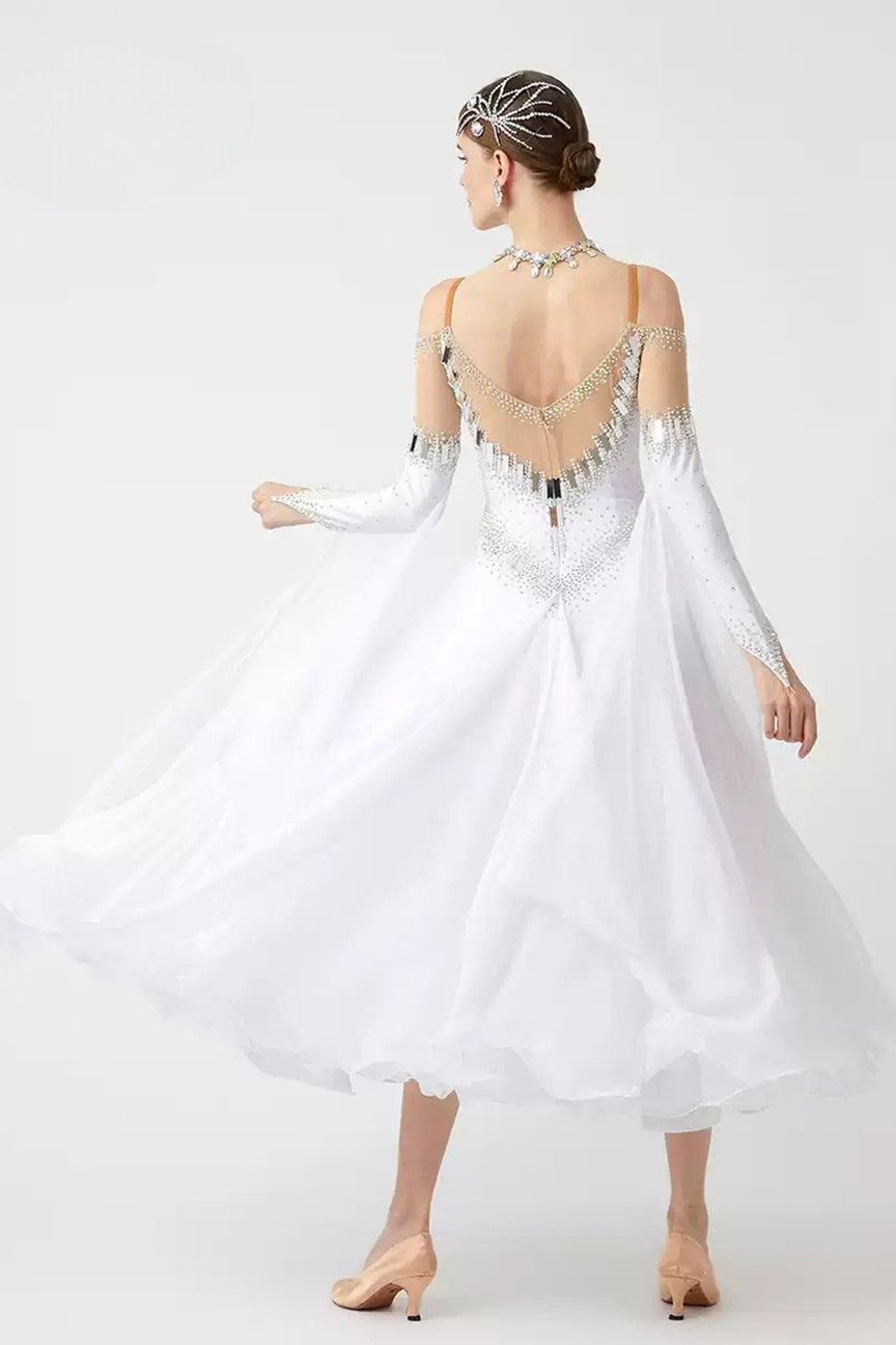Bailebelle Fashion custom national standard modern dance performance competition dress dance skirt white image 1