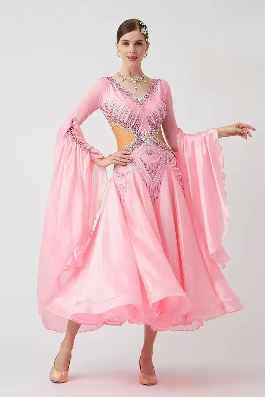 Bailebelle Fashion 24 years new national standard modern dance performance uniform ballroom dance pink image 0