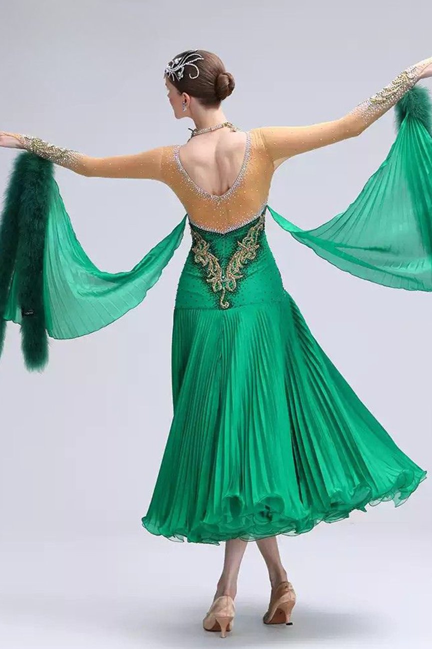 Bailebelle Fashion 2024 autumn new high end national standard modern dance performance dress flower dress custom Green image 1
