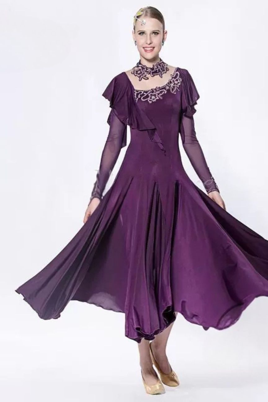 new national standard modern dance skirt dance skirt social dress waltz professional custom practice long skirt image 0