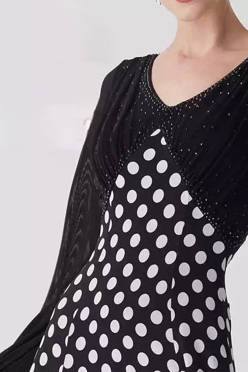 Bailebelle Fashion new national standard modern dance practice clothing ballroom dance waltz dress custom dance skirt White, Black image 4