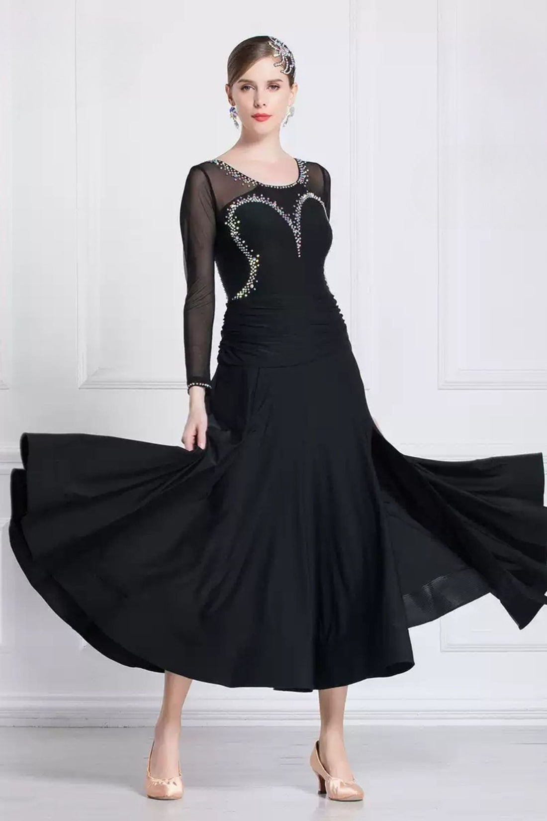 Rhythm dance modern dance practice dress tango adult female national standard performance practice clothes big swing waltz image 0