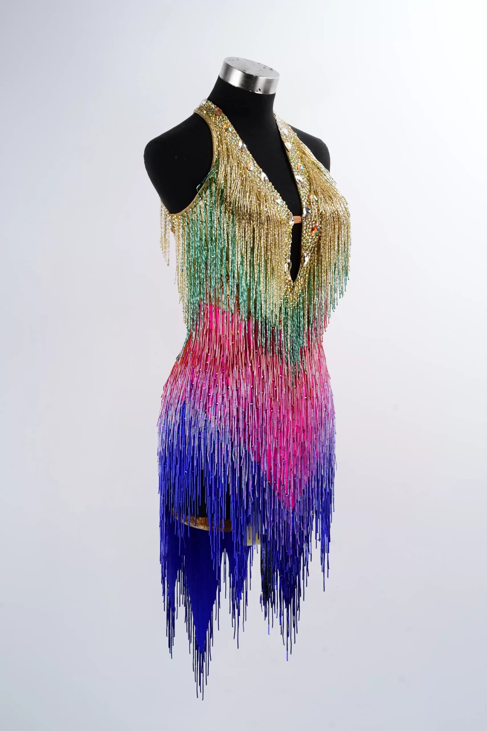 Crystallized Beads Fringe Latin Dance Competition Dress image 2
