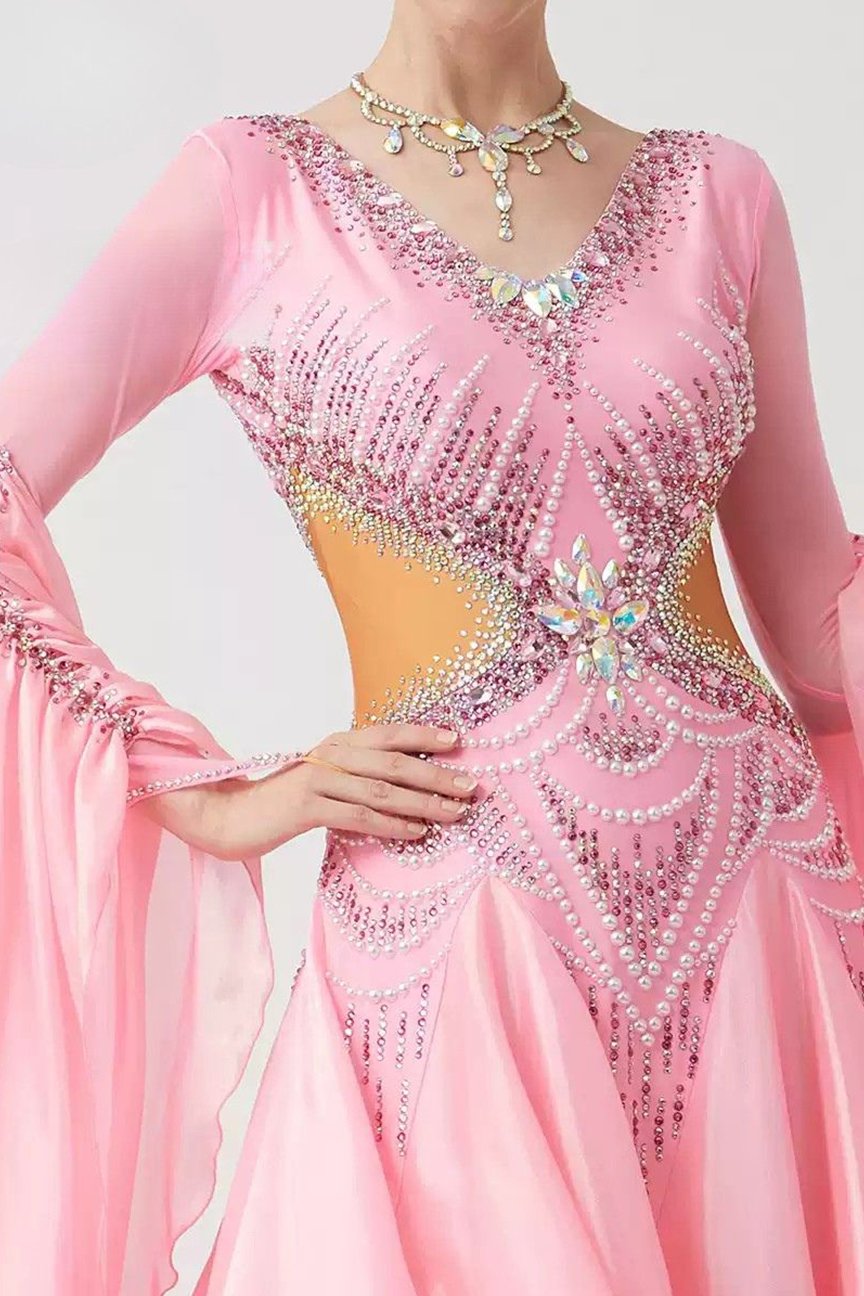 Bailebelle Fashion 24 years new national standard modern dance performance uniform ballroom dance pink image 3
