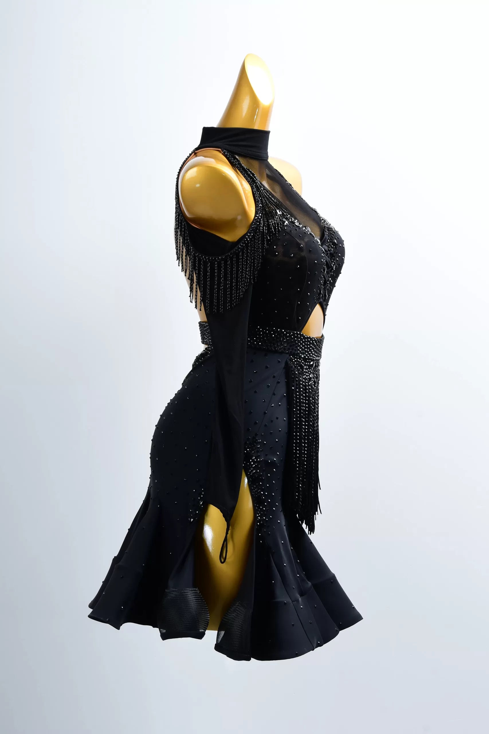 Black Fringe Latin Dance Professional Competition Dress image 3
