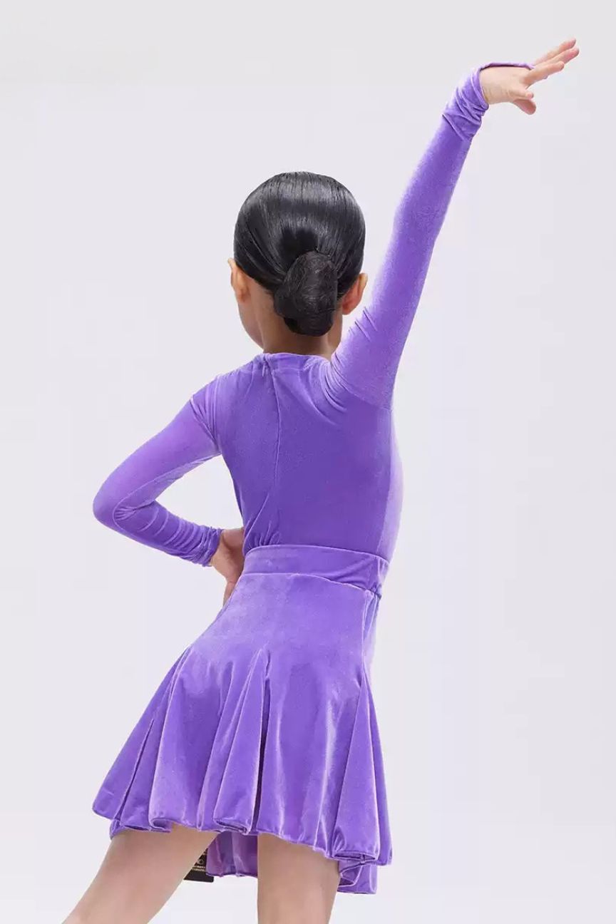 international standard dance clothes for children Latin dance competition clothes velvet Nylon Pearlesce image 4