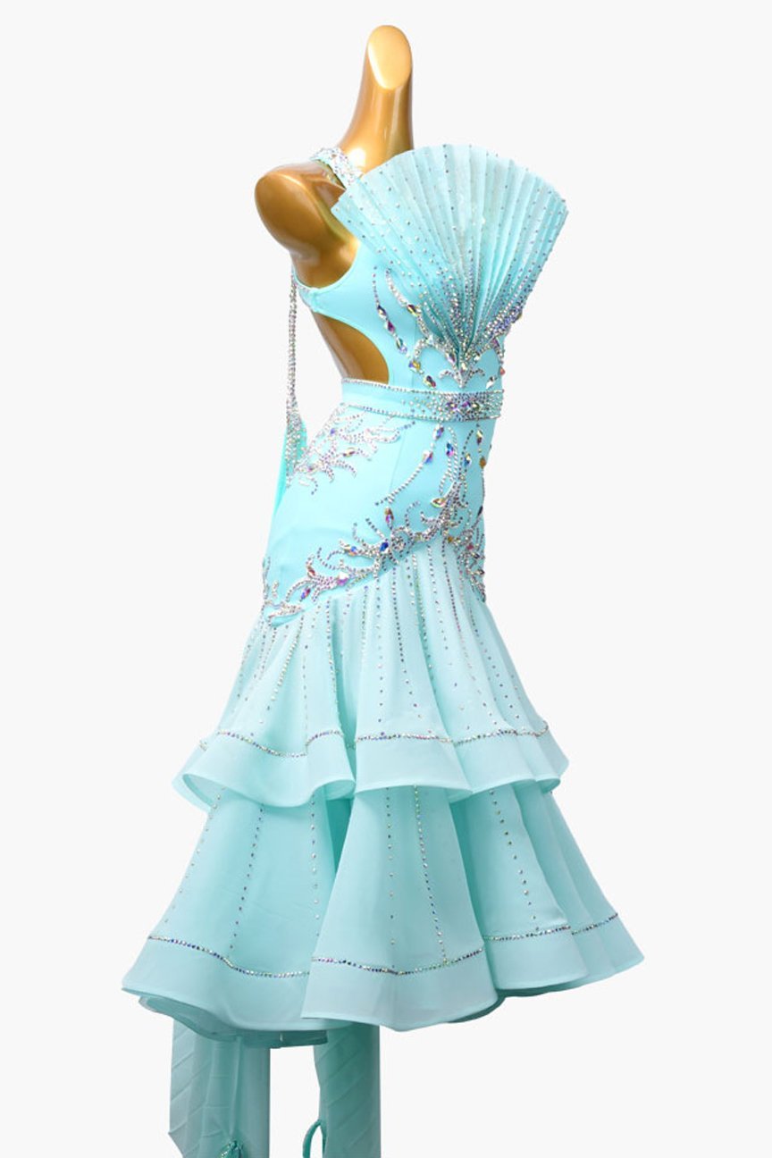 Light cyan Standdard dress with AB stone image 1