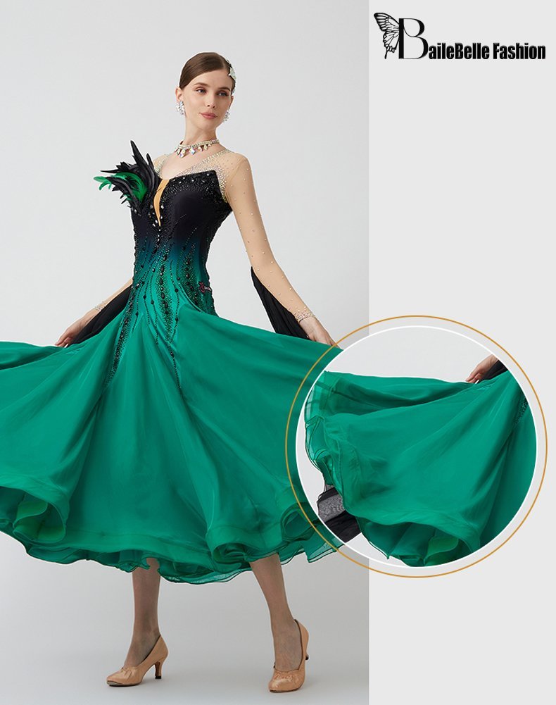 Bailebelle Fashion Custom new high end national standard modern dance performance competition costume feather diamond dress customization image 5