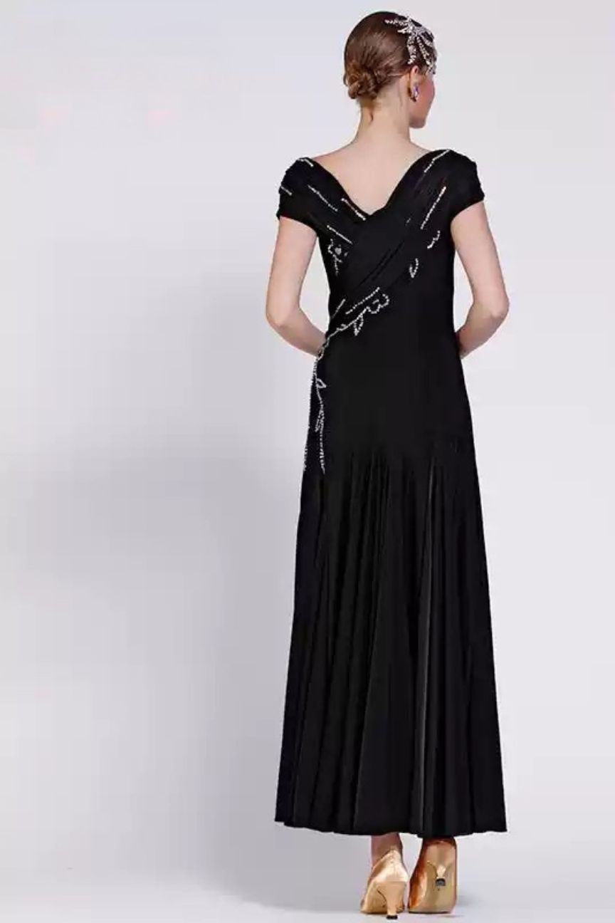 Rhythm dance big swing black national standard modern dance skirt dance clothes new social dress practice image 2