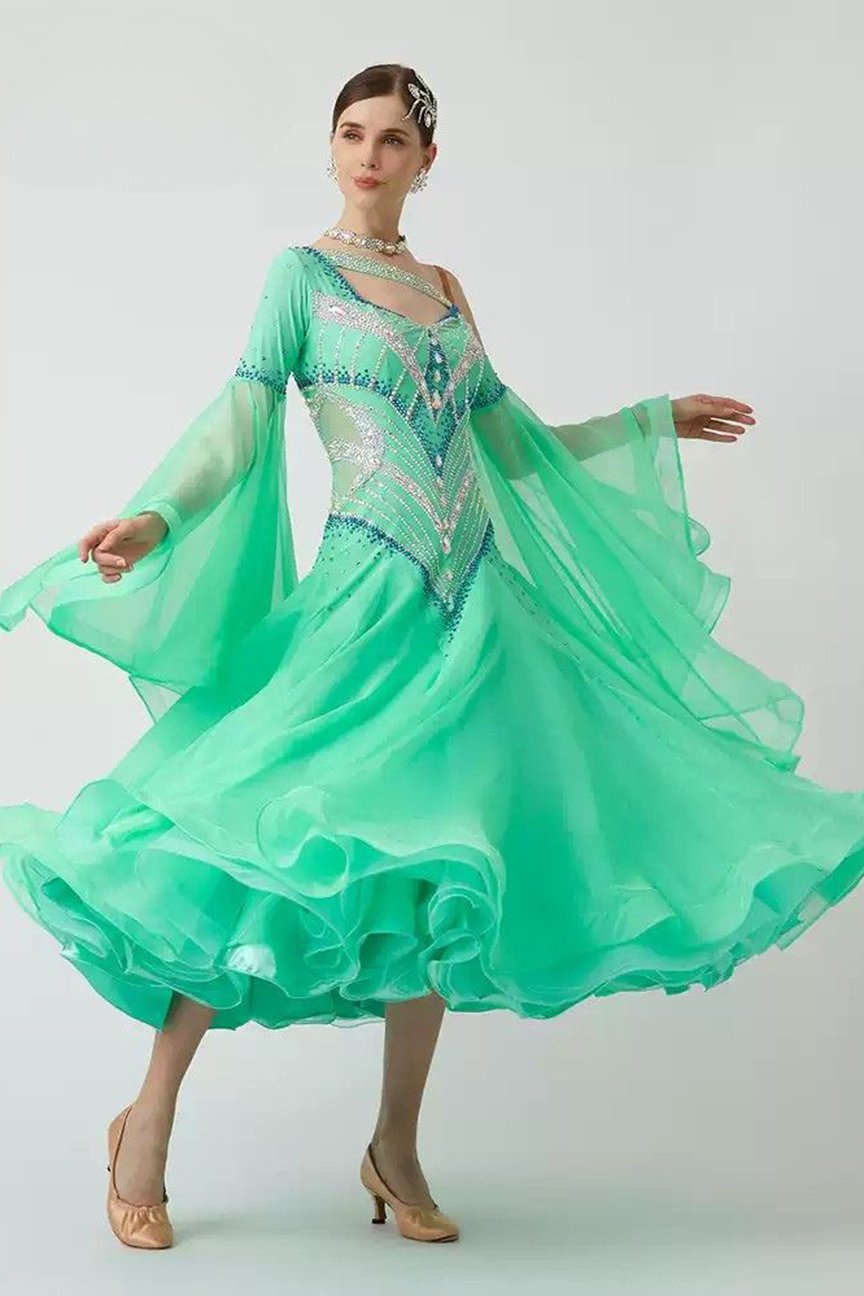 Bailebelle Fashion Modern dance costumes, ballroom dance performances, competition costumes Green image 3