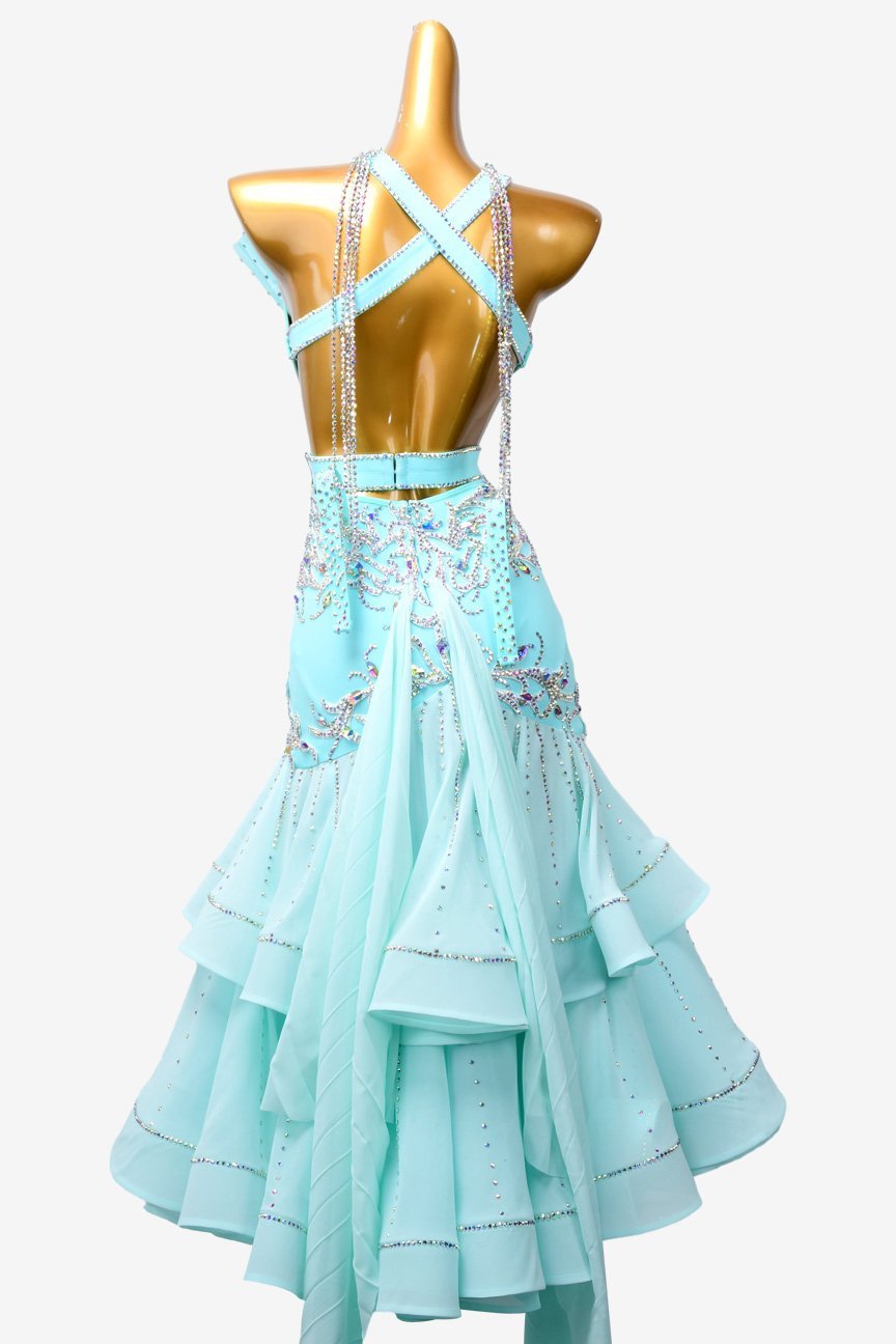 Light cyan Standdard dress with AB stone image 3