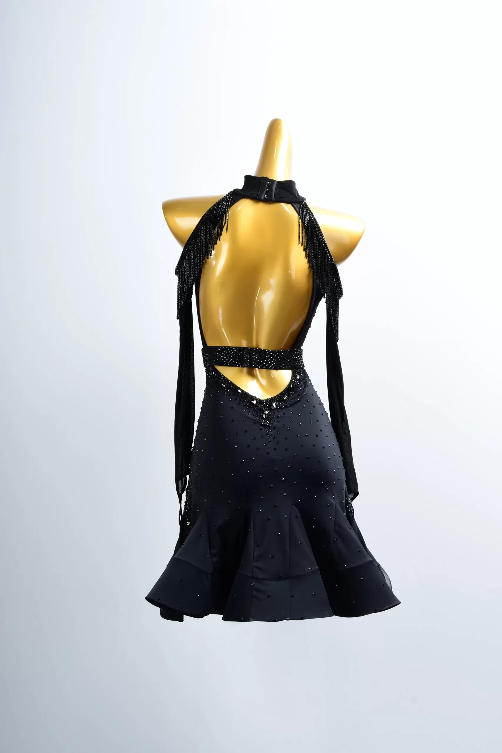 Black Fringe Latin Dance Professional Competition Dress image 1