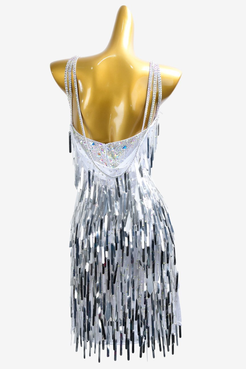 Cement ash Latin dress with sequins and crystal AB image 1
