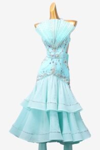 Light cyan Standdard dress with AB stone