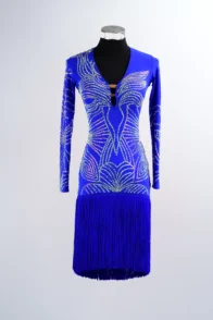 Blue Tassel Cha Cha Ballroom Competition Dancing Outfit – Tango & Salsa Costume